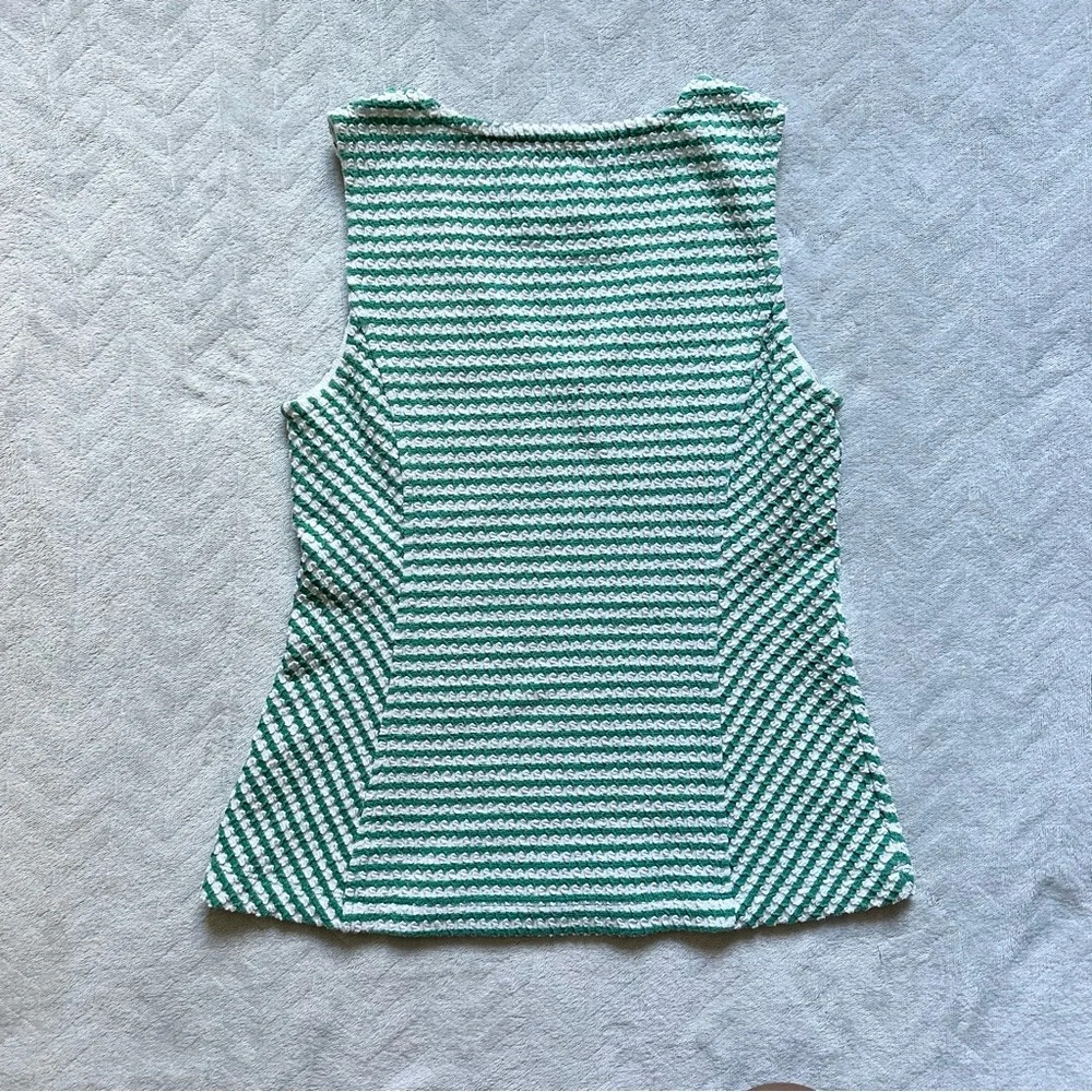 Maeve Anthropologie Peplum Textured Tank Green White Size XS - Picture 3 of 7